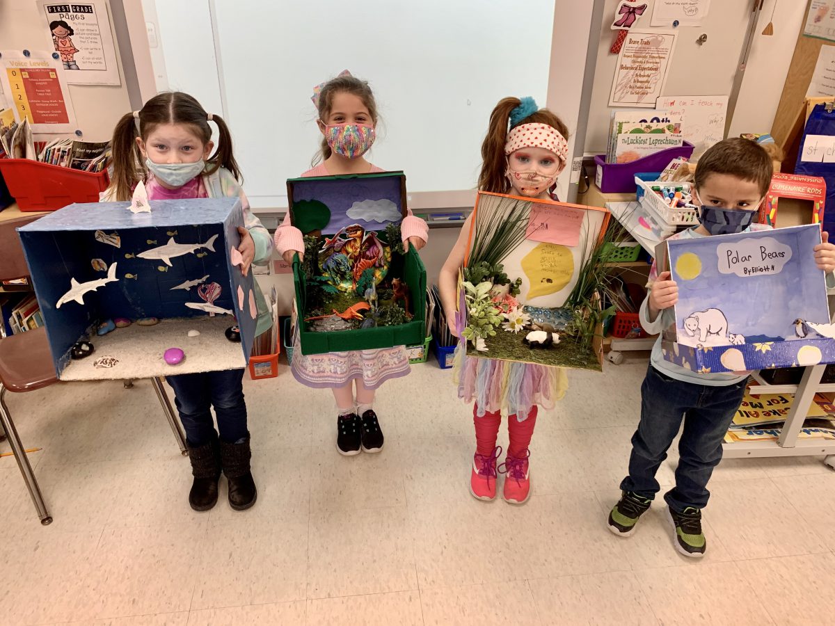 First graders create mini museum exhibits and posters