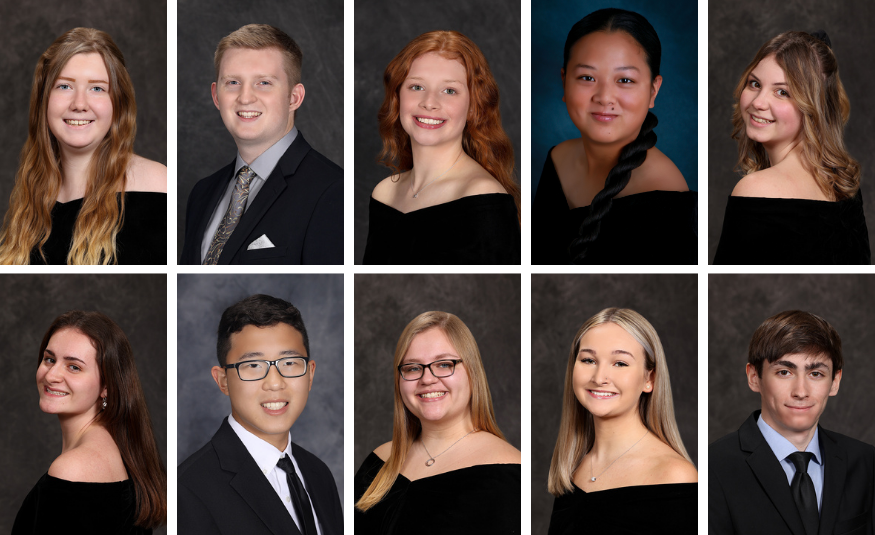 photo grid with 10 formal portraits of high school students