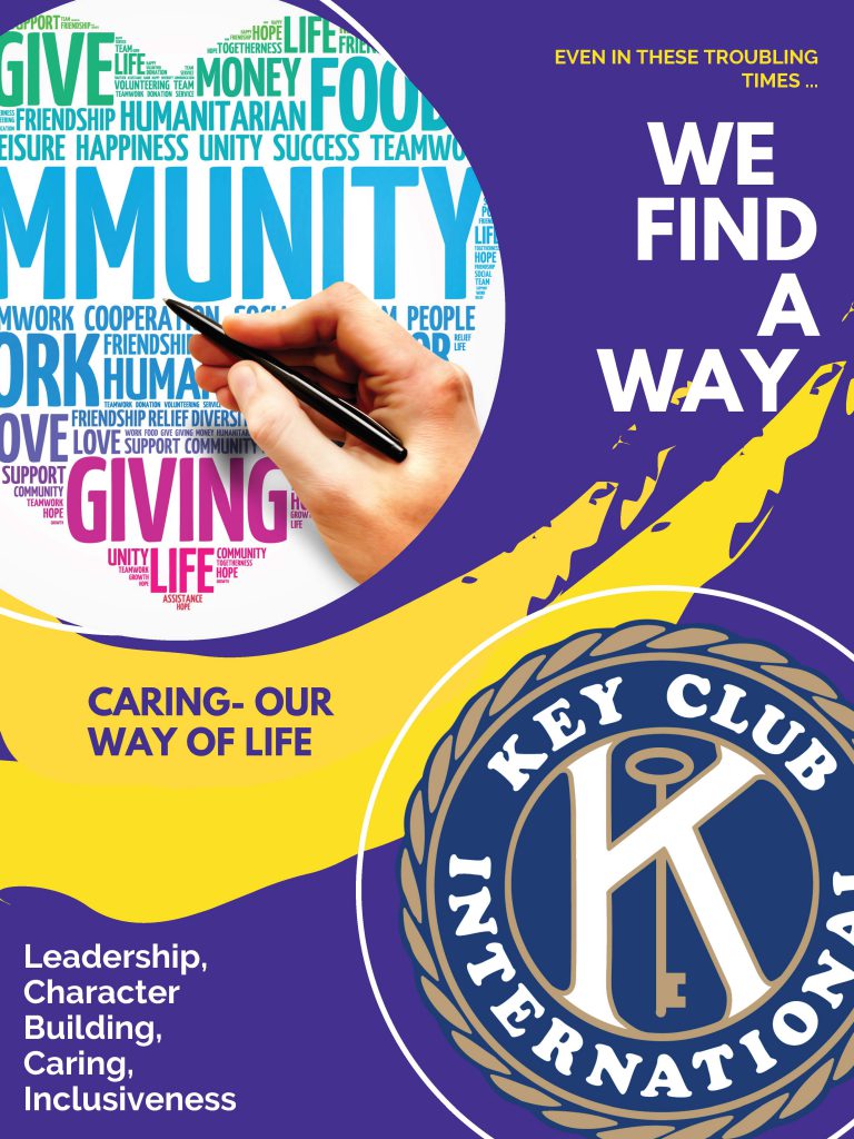 Key Club poster highlighting leadership, character building, caring and inclusiveness