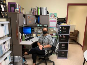 FFCSD School Psychologist Ms. Nelson in her office in the middle school.