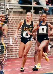 Dr. Sara (Kierpiec) Jager competing for the West Point track and field program.