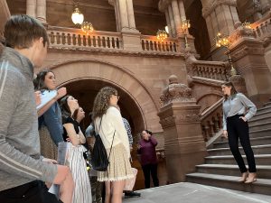New York State Senator Michelle Hinchey takes a moment to meet with FFCS students at the New York State Capitol building.