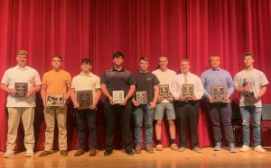 FFHS Football team members at the FFCS High School Sports Awards on Monday, June 6.