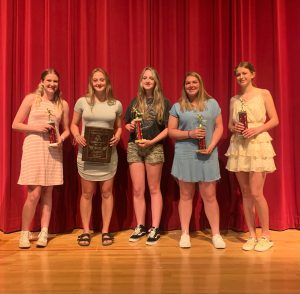 FFHS Girls' Indoor Track team members at the FFCS High School Sports Awards on Monday, June 6.