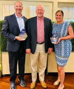 Superintendent of Schools Mr. Ciaccio and Director of Curriculum and Instruction Ms. Collins were both presented with the Excelsior award at a Region 6 ceremony on Thursday, August 11. Both administration officials are pictured with FFCS Board of Education President Matt Sullivan (center).