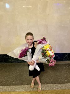 FFCS Elementary third-grade student Elliana Garren after her final performance with the Orlando School of Dance at Proctors Theater (Summer 2022).