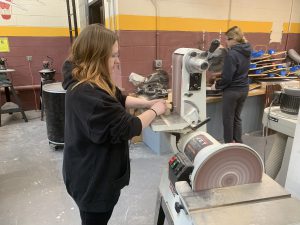 A Fonda-Fultonville High School student utilizing the technology funded by the Fonda-Fultonville Lions Club.