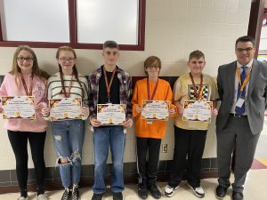 8th Grade Character Ed recipients: Marc Gillis, Natalie Girard, John Hunt, Vance Jones and Jolee Peterson.