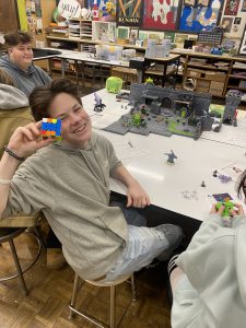 Fonda-Fultonville High School student enjoying the opportunity to create by participating in the Level Up Club.