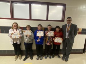 5th Grade Recipients: Dylan Callahan, Lucas Carpenter, Aiden Eckler, Lilah Fleming, Santino Rossi
