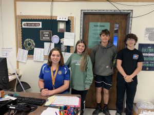 F-F Middle School Technology teacher and F-F High School teacher for Environmental Science and Intro to Agriculture and Equine Science Ms. Andera with some of her students in the classroom.