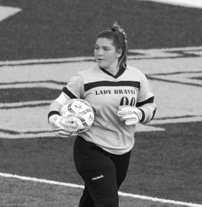 Class of 2023 graduate Emma Crahan pictured representing FFCS during a soccer match last fall.