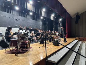 FFCS Music Teacher Mr. Lenig directs the Fonda-Fultonville Jazz I band to officially kick off the F-F Jazz Festival on Thursday, Feb. 15.