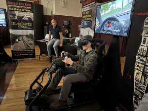 A Fonda-Fultonville High School student taking part in a Save A Life hands-on Virtual Reality Impaired Driving Simulator on Tuesday, February 13.