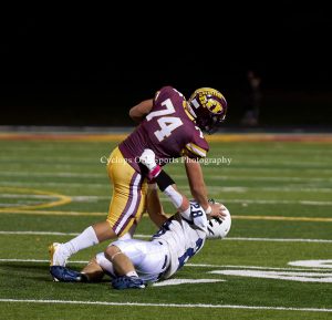 Jake Hernigle in action during a regular season game during the 2024-25 football season. Photo courtesy of Cyclops One Sports Photography.