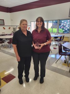 Congratulations to Mrs. Gulick for being named the recipient of the 2025 Lunch Hero of the Year award by Chartwells for the Mid-Atlantic region. (pictured left to right: Food Service Director Mrs. Palmer and Food Service Manager Mrs. Gulick with her Lunch Hero of the Year award).