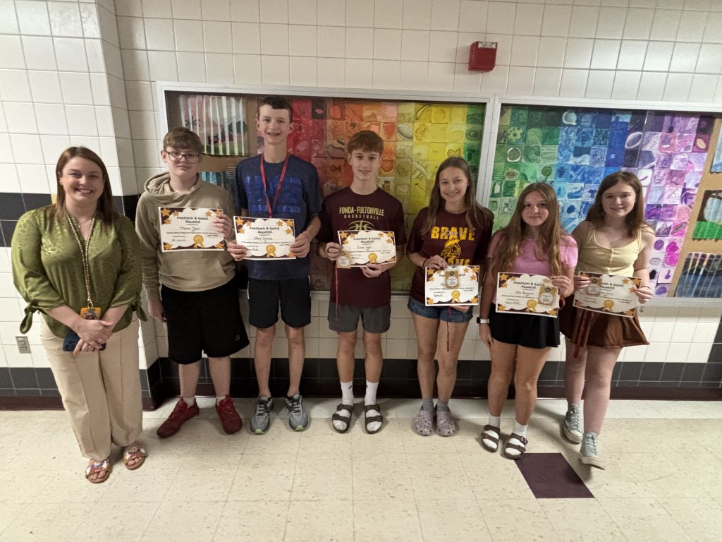 8th Grade Recipients: Ella Buanno, Joey Ciaccio, Croix Fish, M’Kenna Gillis, Kenzie Nelson, Thomas Taylor.