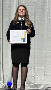 Anna Potter earned an impressive 4th Place out of nearly 300 contestants in the Junior Prepared Public Speaking Leadership Development Event (LDE).